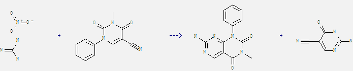 2-Amino-4-oxo-1,4-dihydropyrimidine-5-carbonitrile can be obtained by 3-methyl-2,4-dioxo-1-phenyl-1,2,3,4-tetrahydro-pyrimidine-5-carbonitrile and guanidine; nitrate